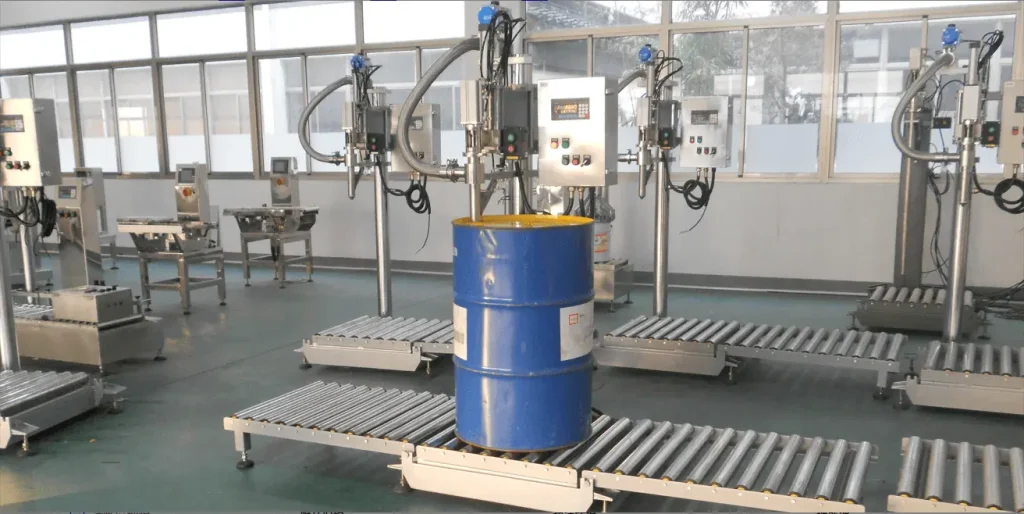 Drum filling machine for filling 200L to 300L liquid, oils products